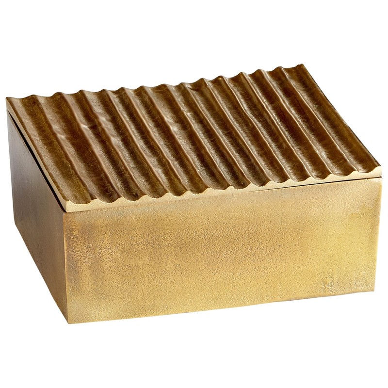 Cyan Design Bullion Decorative Container Box Large Antique Brass New $132