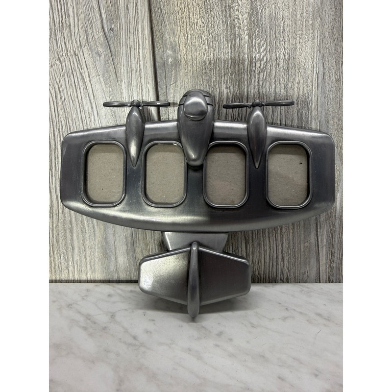 Malden Airplane Picture Frame Silver Metallic 4 Opening Aviation Decor 485-40