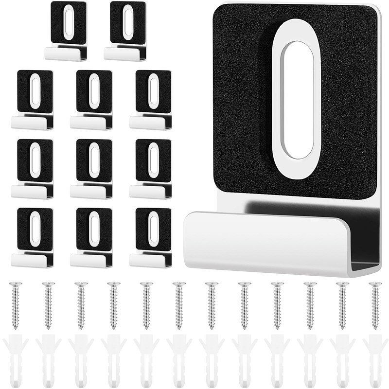 12 Pack Metal Mirror Holder Clips, Steel Heavy Duty Frameless Silver
