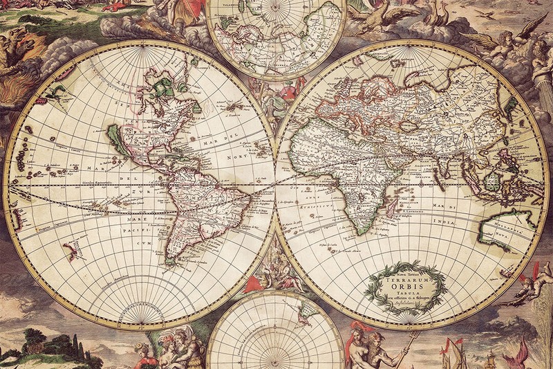 Antique World Map Vintage Nautical Charts Art Wall Room Poster – POSTER 20×30