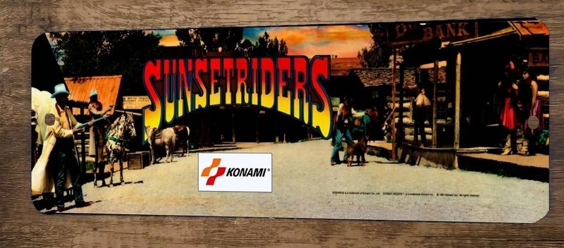 Sunset Riders Arcade Video Game 4×12 Metal Wall Sign Marquee Banner Poster