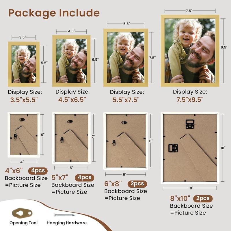 Gold Collage Picture Frames Set of 12 Two 8x10 Two 6x8 Four 5x7 Four 4x6 Photo gallery