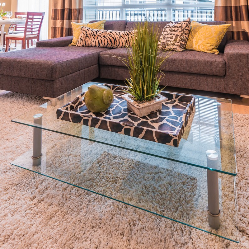 Square Glass Table Top End Table 15 Inch Flat Edge 12mm Thick Tempered Glass Top gallery