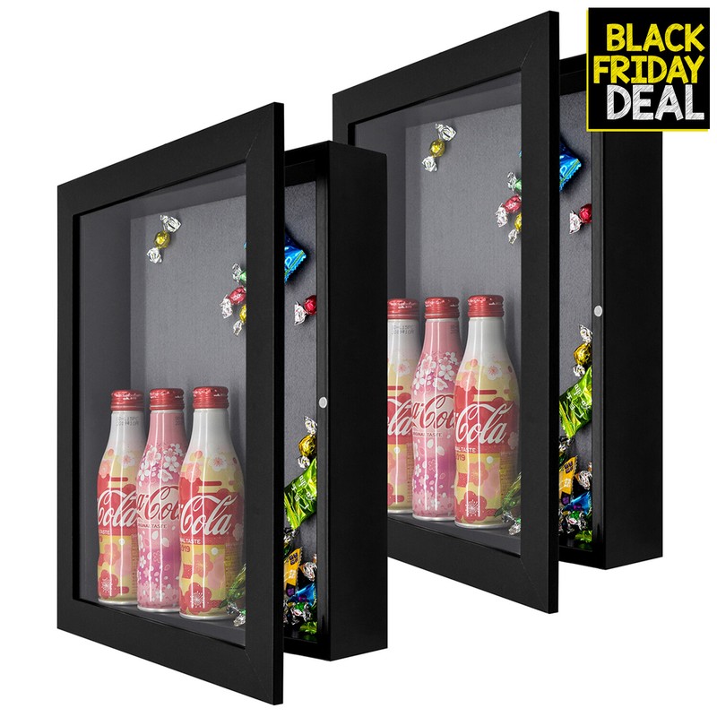 Set of 2 Shadow Box Frame Display Case 2-inch Depth for 11×14 Gift Memento Black