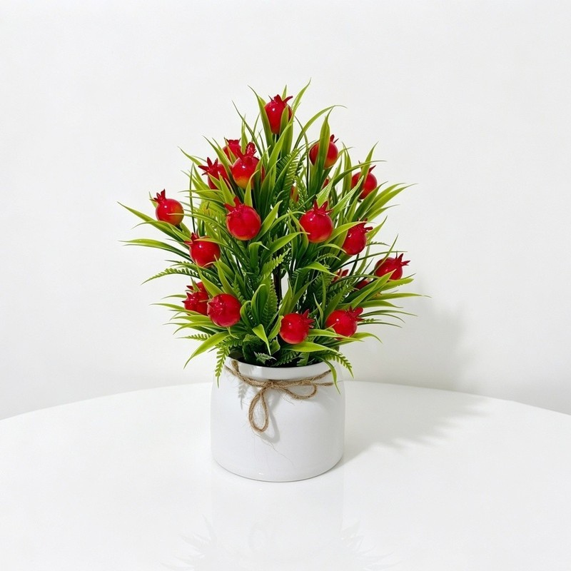 24 PCS Artificial Fruit Bonsai Tree with Hemp Rope Pot for Home Desk Decor gallery