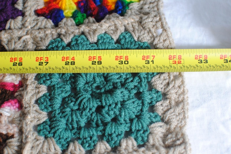 Hand Knit Afghan Colorful Squares Lap Blankets 32 x 32 in gallery
