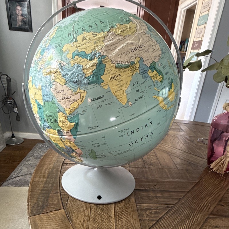 Raised Relief Rotating Tabletop World Globe w/ Base, Multicolor Plastic