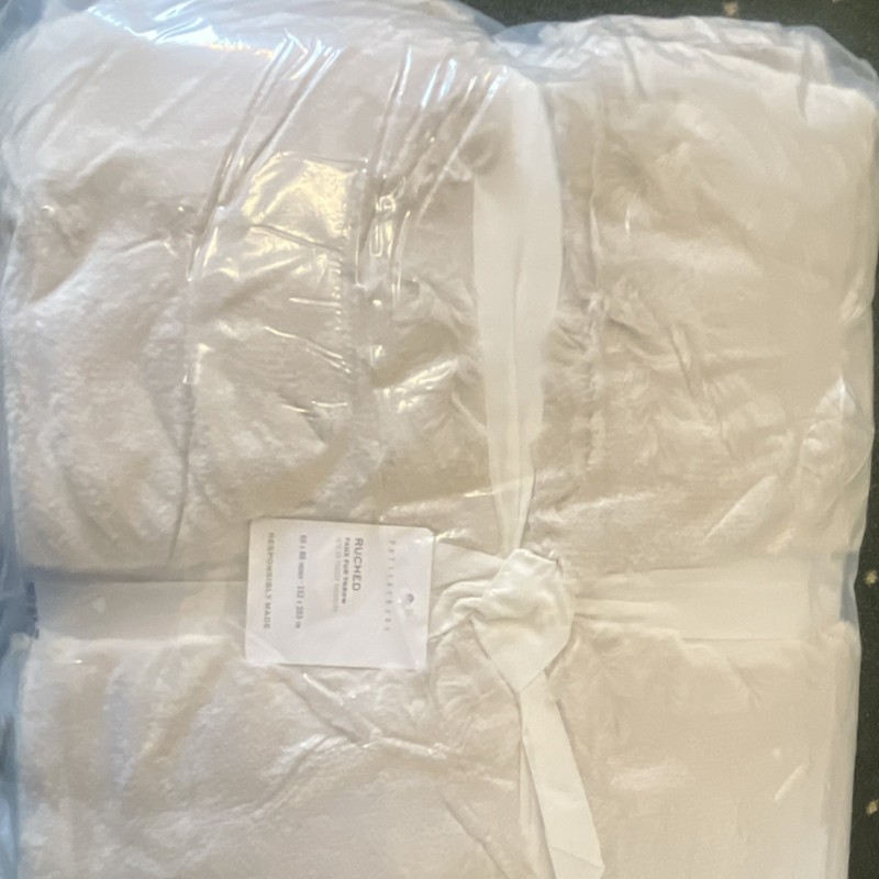 Pottery Barn Ruched Faux Fur Sofa Throw White 60×80 Responsibly Made