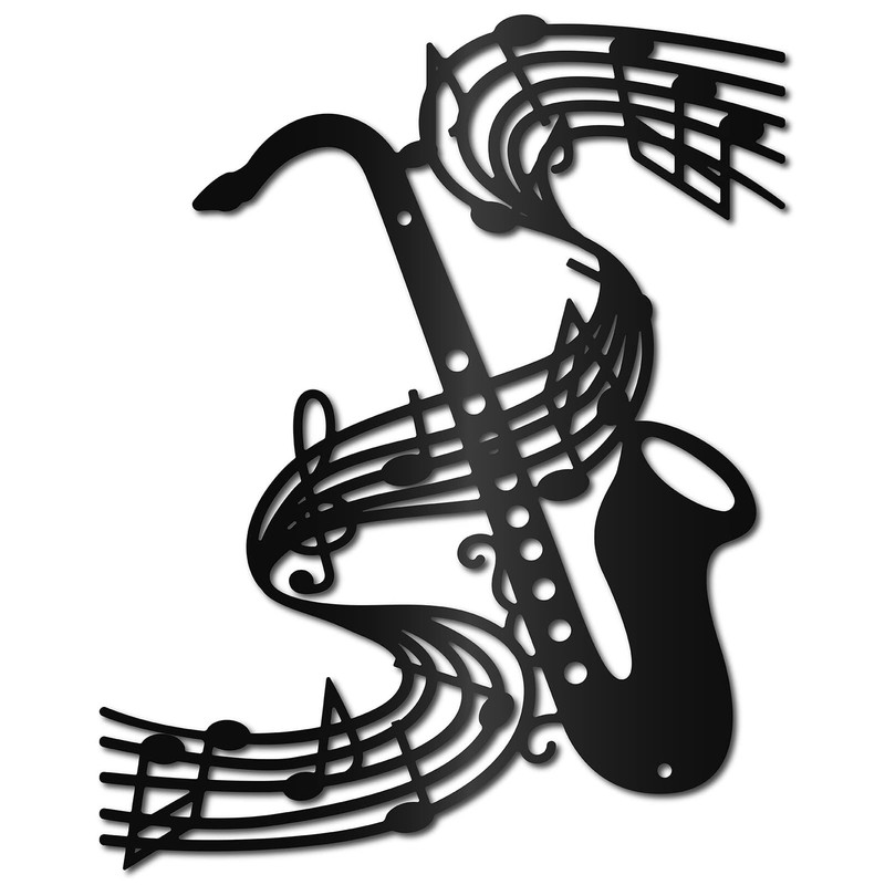 Music Sax Wall Art Metal Vintage Treble Clef Wall Decor Musical Instruments H…
