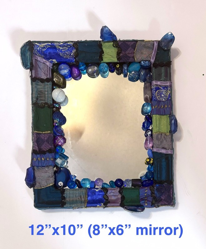 Decorative Framed Mirror Embellished Blue Purple Green Beads
