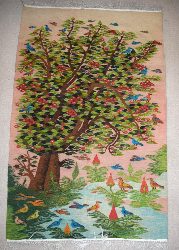 5.8 FT Large Egyptian Folk Art Tapestry - Handwoven Tree of Life Wall Hanging gallery