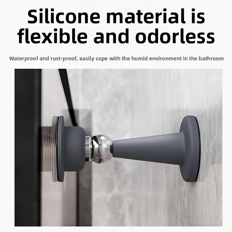 1pc No Drill Silicone Door Stopper Strong Suction Floor Protector - NEW gallery