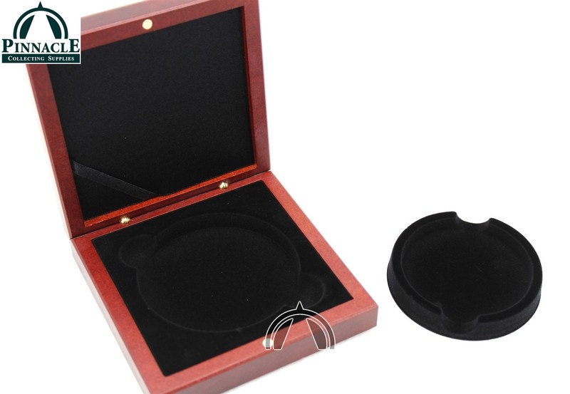 Mahogany Finished Wood Box for Coins 21 to 76mm in Diameter & 5oz 10oz Coins