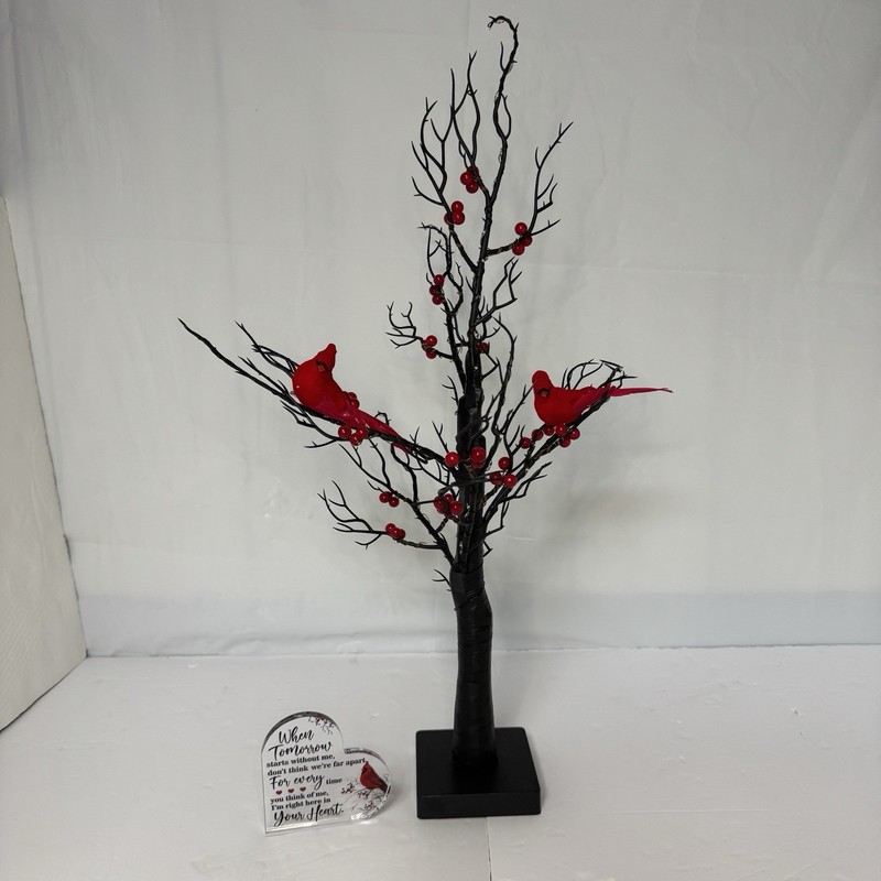 Cardinal Remembrance Tree Gift Bereavement Here In Your Heart Light Up 24” Tree