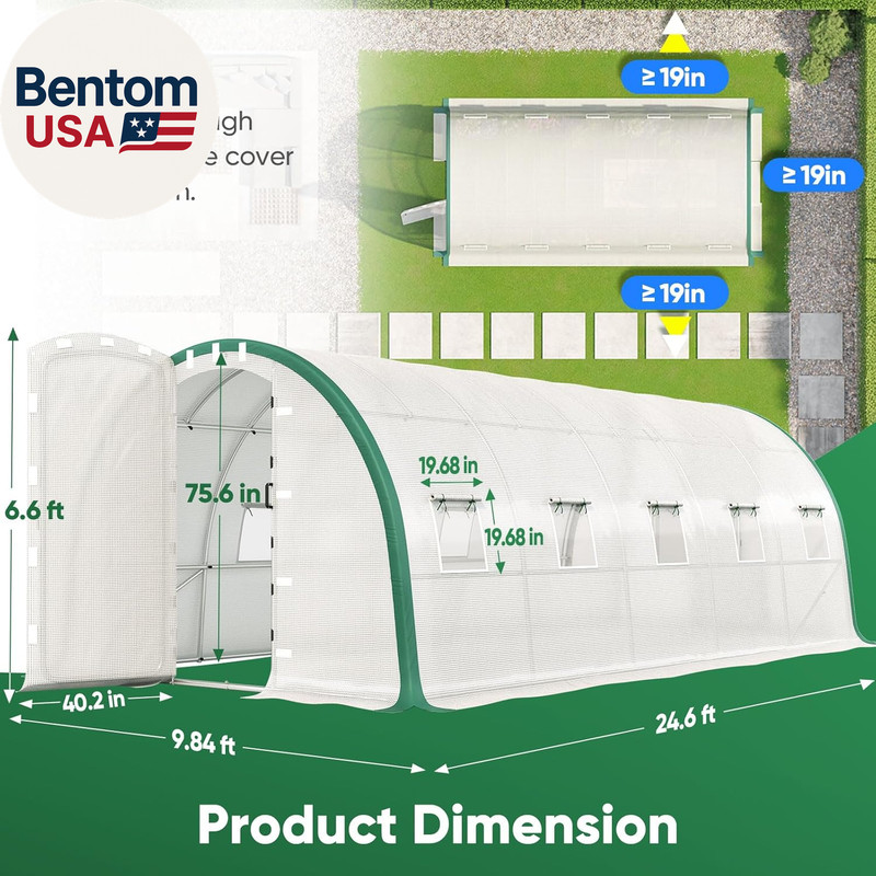 25X10X6.6 FT Premium Greenhouse for Outdoors with 2 Door Frames, Reinforced Top gallery