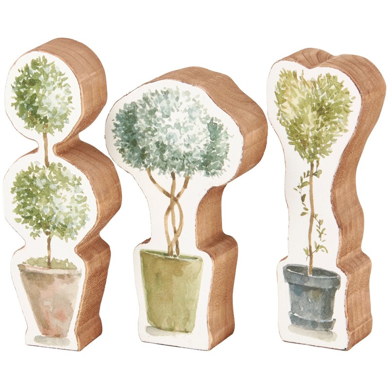 Primitives by Kathy Topiary Chunky Sitter Set 3 Tree Spring Summer Home Decor