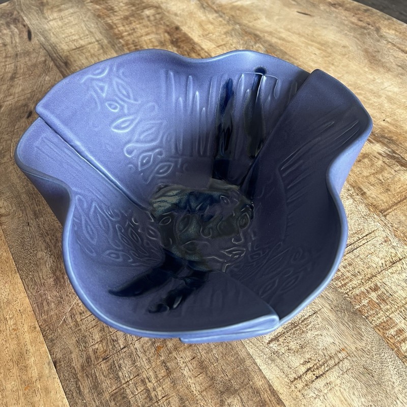Hilborn Canadian Pottery Ceramic Matte Purple Blue Center Piece Bowl Modern Art gallery