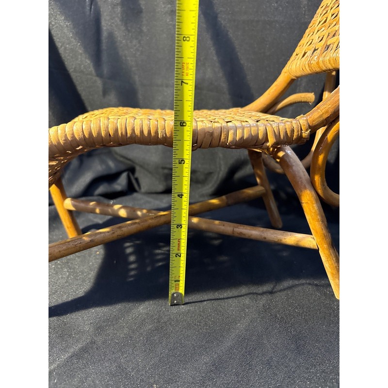 Vintage Miniature Wicker Chaise Lounge Chair Rattan Doll Furniture Boho Decor gallery