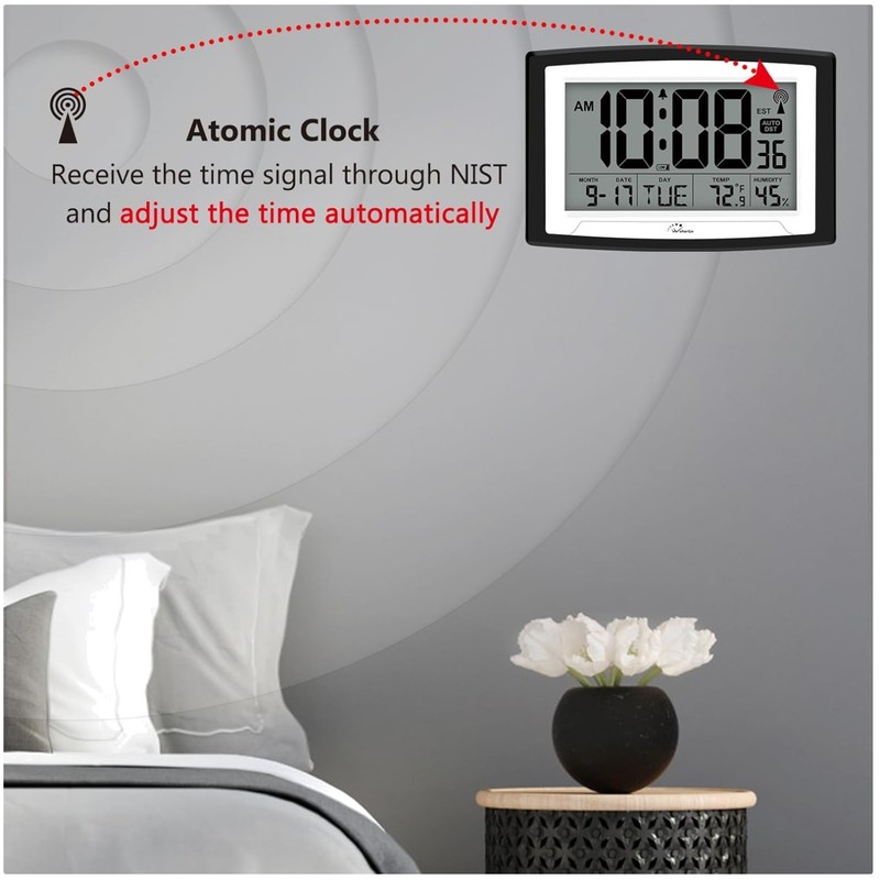 Self-Setting Atomic Wall Clock with Backlight