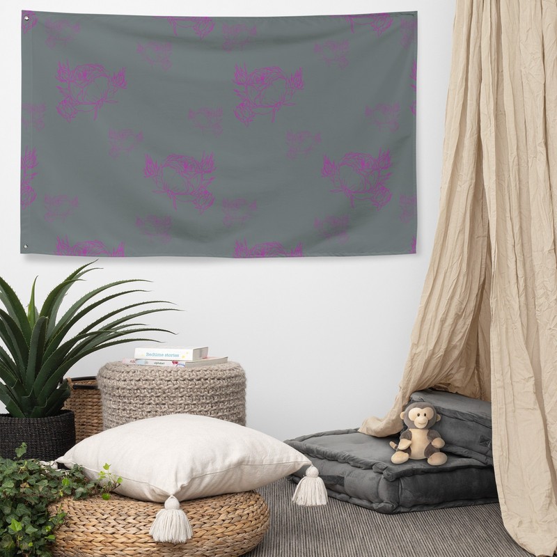 Pink Rose GreenGrey Flag