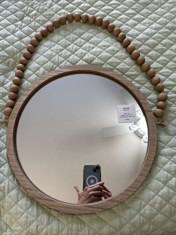 Hobby Lobby Beautiful Round Nautical Boho Hanging Wooden Mirror 15 1/2 Inches