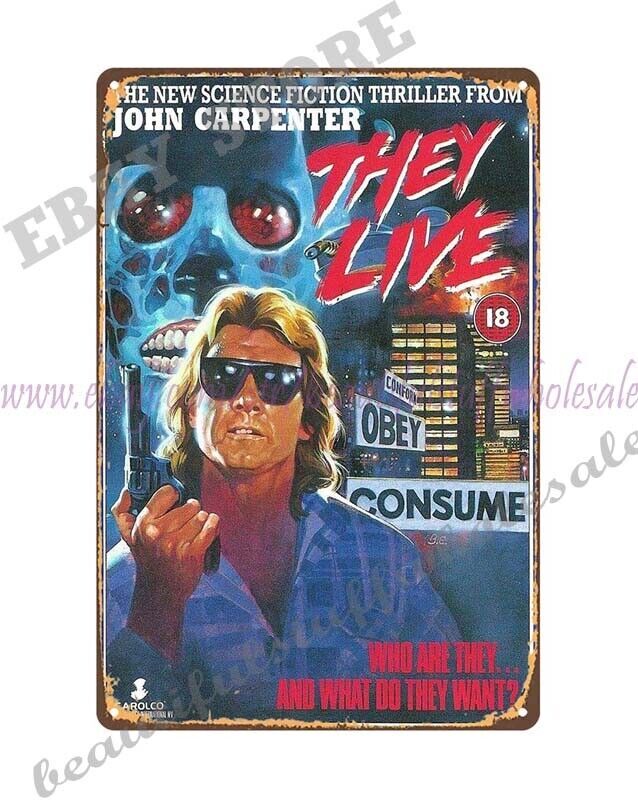 purchase art They Live horror movie poster thriller scary metal tin sign gallery