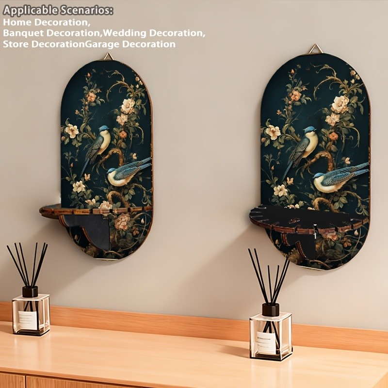 2D Wood Wall-Mounted Shelf Multi-Functional Wall Art Storage Display Rack Decor gallery