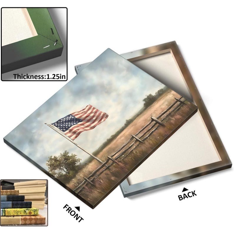 American Flag Canvas Print: Rustic Farmhouse Patriotic Wall Art for Bedroom gallery