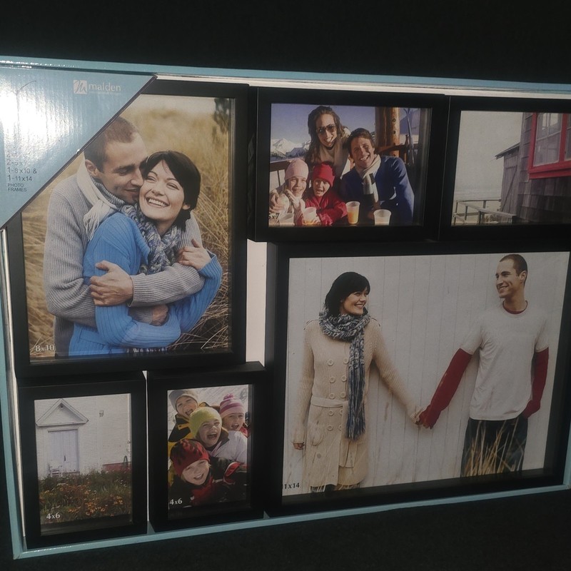 Malden 22×28 Black Wood Collage Frame Holds 6 (4×6-11×14) Wall Mount