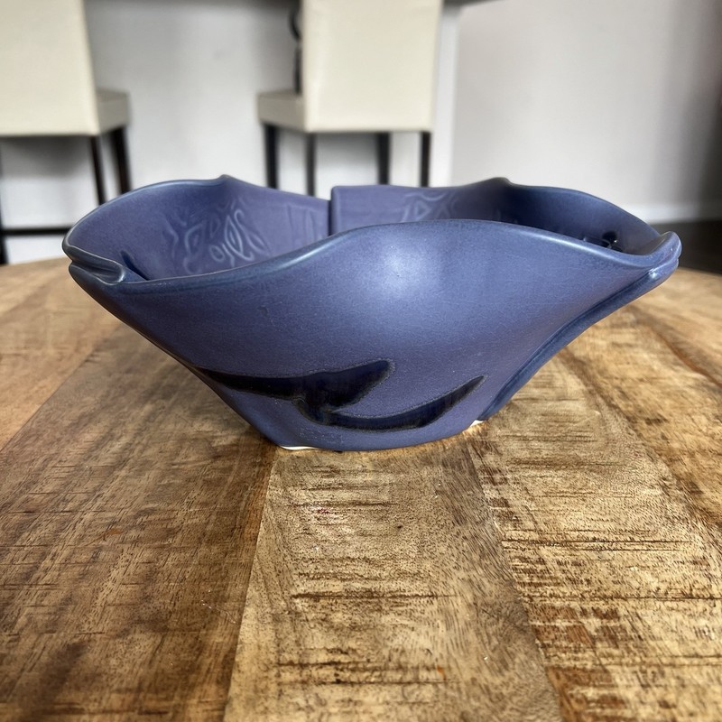 Hilborn Canadian Pottery Ceramic Matte Purple Blue Center Piece Bowl Modern Art gallery