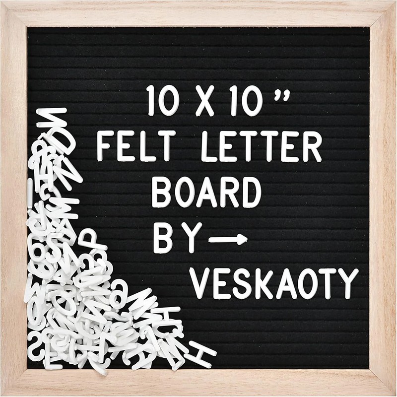Felt Letter Board with 294 Letters, Numbers & Symbols – 10 x 10 inch Changeable