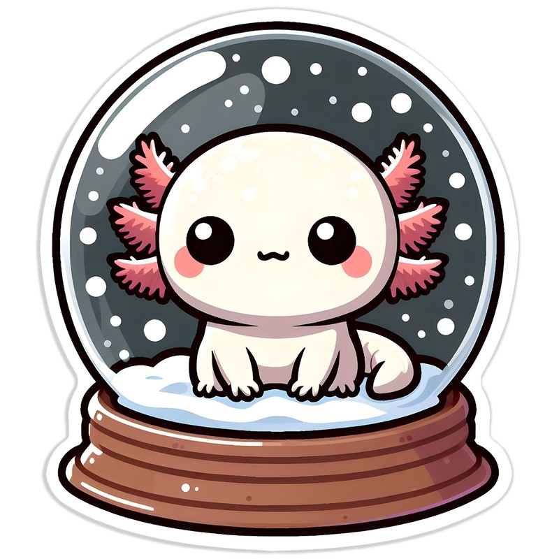Snow Globe Axolotl – Vinyl Decal Sticker – Car Window Laptop – #191