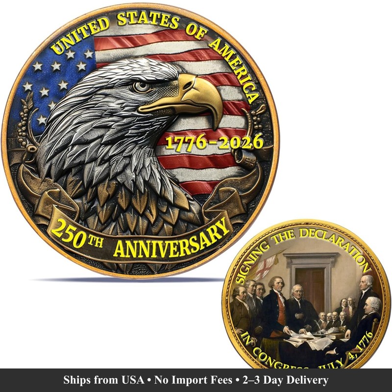 USA 250th Anniversary Commemorative Coin 1776-2026 Patriotic Eagle Collectible