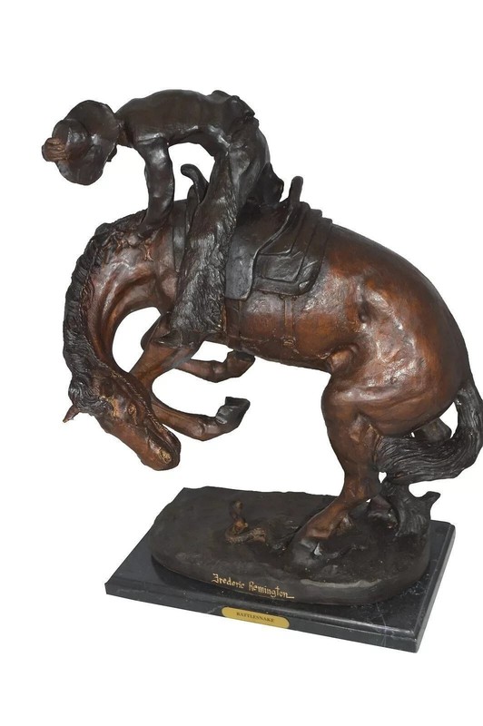 Rattlesnake by Remington Bronze Statue, Decorative Sculpture 16"L x 13"W x 22"H