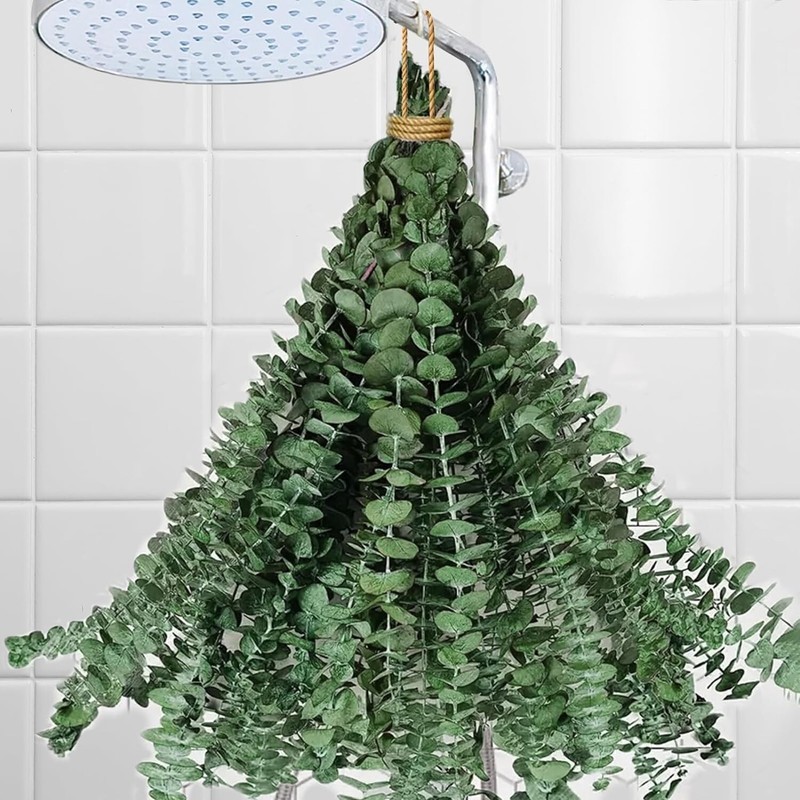 17 Inch Shower Hanging Preserved Eucalyptus Stems Plant Fresh Real Leaves 12 pcs