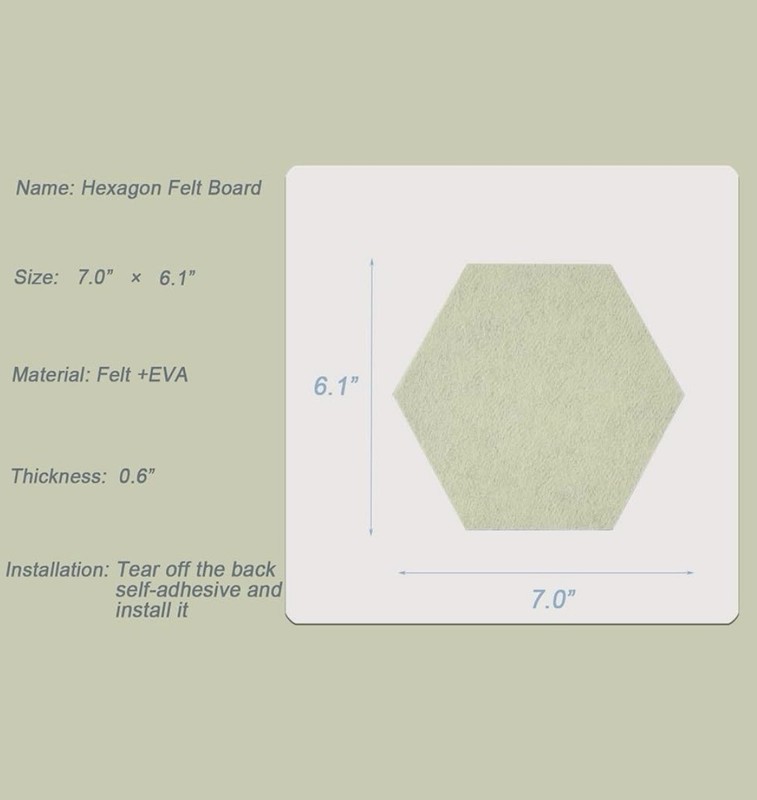 LAJAR 8 Pcs Hexagon Felt Bulletin Board Tiles Self Adhesive Felt pin Board Green gallery