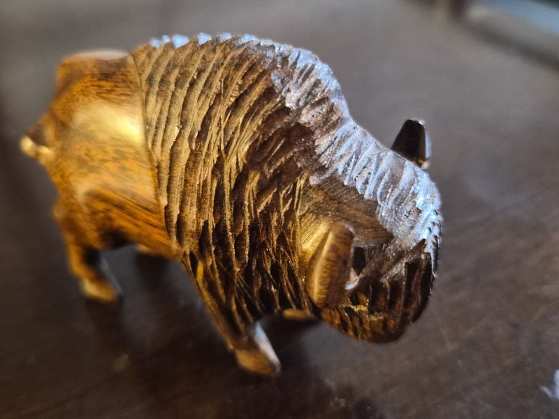 Hand Carved Ironwood Buffalo/Bison Figurine