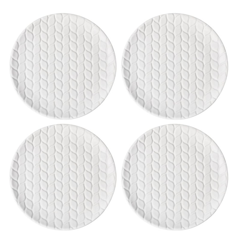 Temp-Tations By Tara Carved Willow White Dinner Plates Set Of 4-8 Small White