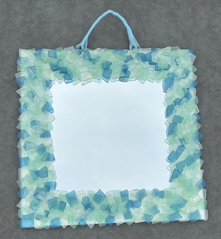 LL Bean Sea Glass Mirror, Limited Edition Item, 15″ x 15″, Coastal, Beach