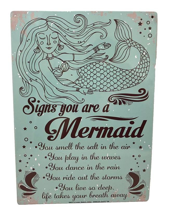Novelty Metal You Are A Mermaid 8×12 “Nautical Sign Beach House Ocean Wall Dec