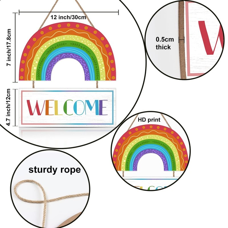 LHIUEM Rainbow Welcome Wooden Hanging Door Sign,Boho Rainbow Wall Decor,LGBT ... gallery