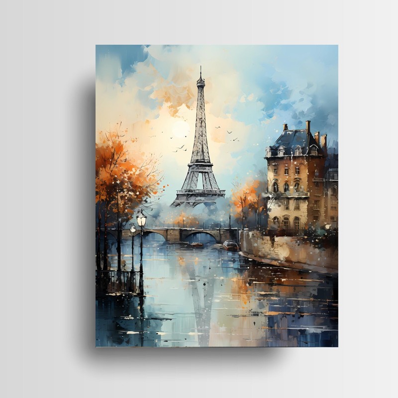 16×20 Paris in Teal Canvas Print Wall Art