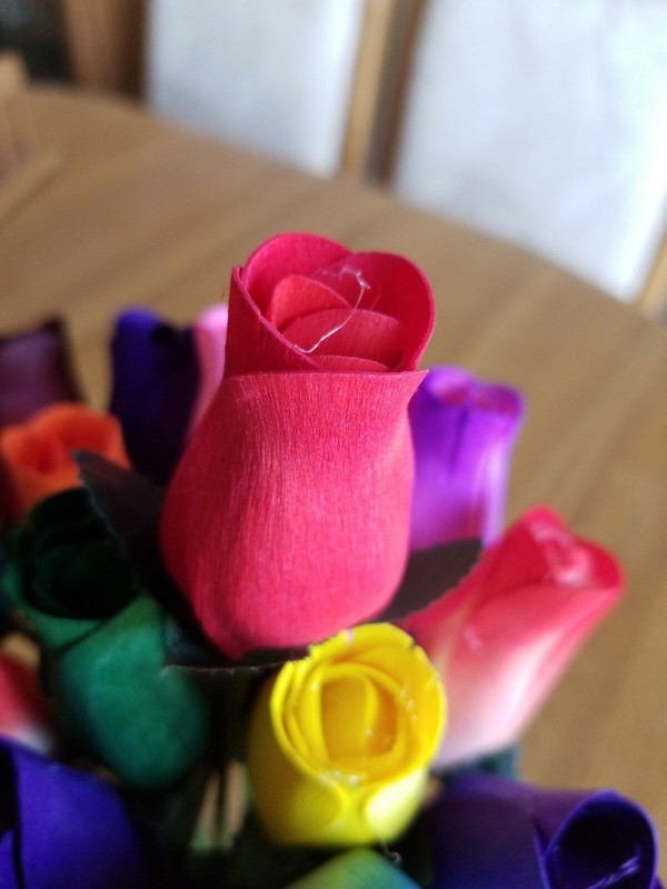 2 DOZEN - 24 MIXED COLOR BOUQUET OF BUDS FLOWER WOODEN ROSES - FREE SHIPPING gallery