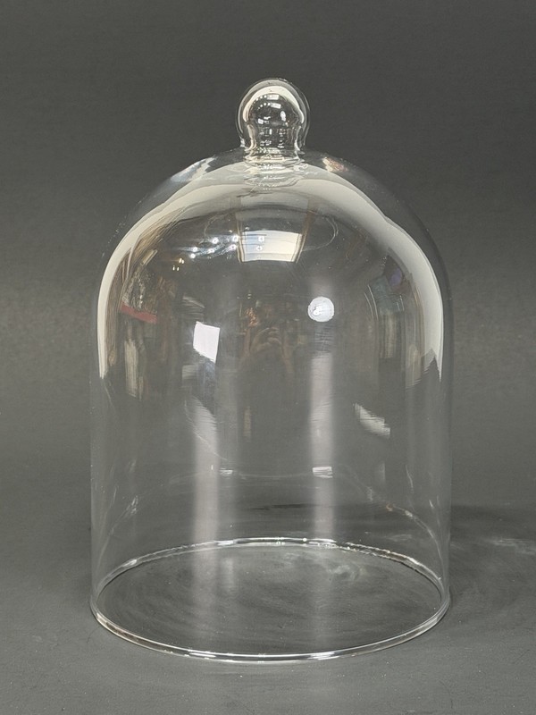 VINTAGE GLASS GARDEN CLOCHE BELL SHAPE DOME KNOB TERRARIUM DISPLAY HAND BLOWN