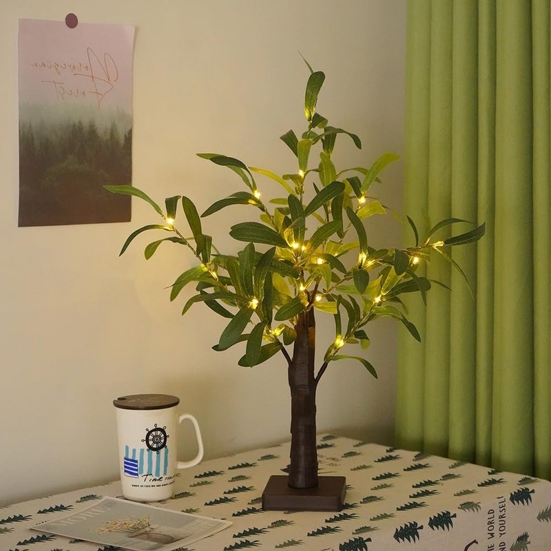 2FT Light Up Artificial Olive Tree with LED Lights, Battery or USB Powered gallery