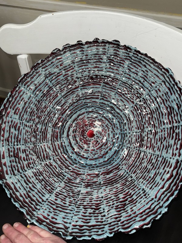 Arda Glassware Round Blue & Red Art Glass gallery
