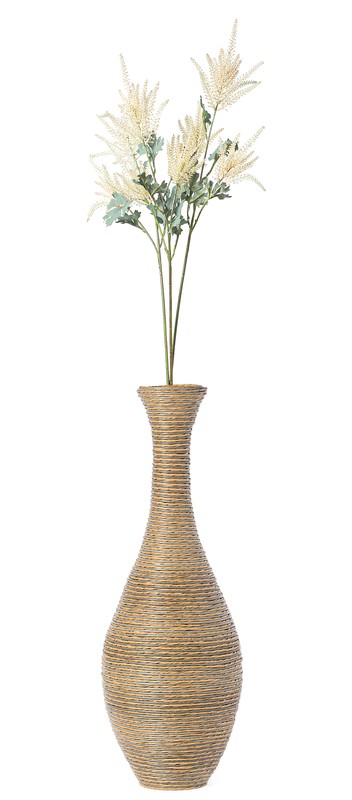 New Vintiquewise 38 Inch Tall Trumpet Design Artificial Rattan Floor Vase Beige