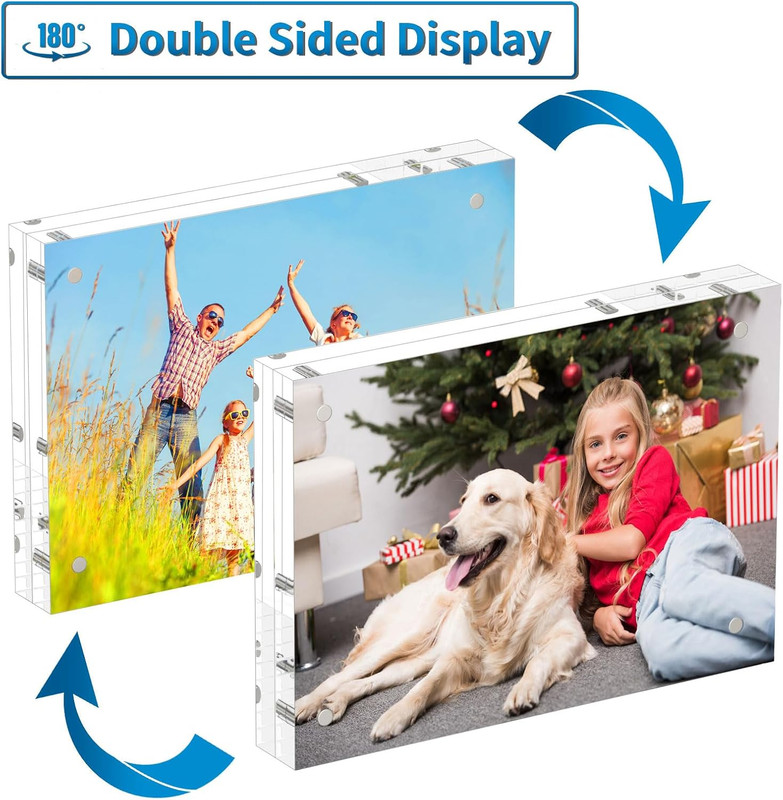4X6 Acrylic Picture Frames 3 Pack, 20% Thicker Block, Clear Picture Frames Frees gallery