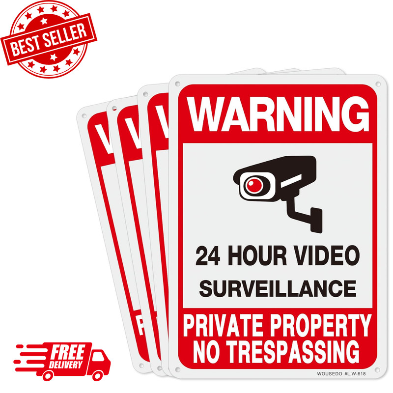 4-Pack Metal No Trespassing Signs Private Property 10 x 7 inch