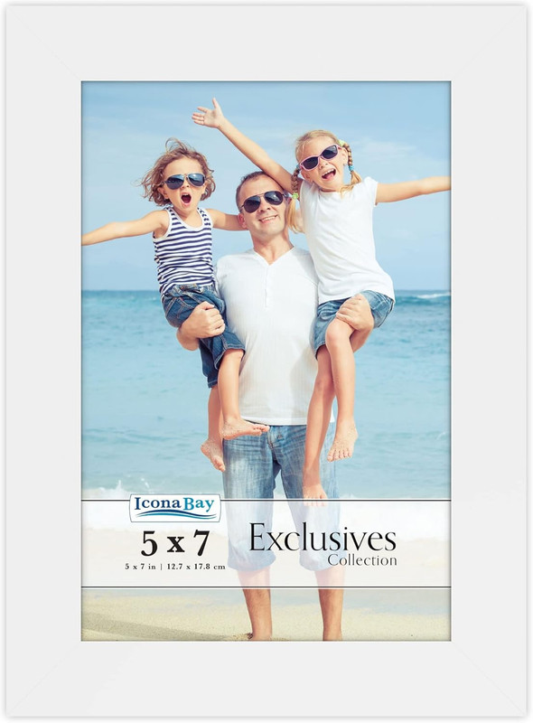– 5X7 White Picture Frame – Sturdy Wood Composite Photo Frame – Sleek Design, Ta